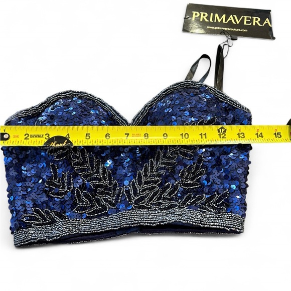 Primavera Couture Navy Sequin Top - Picture 4 of 7
